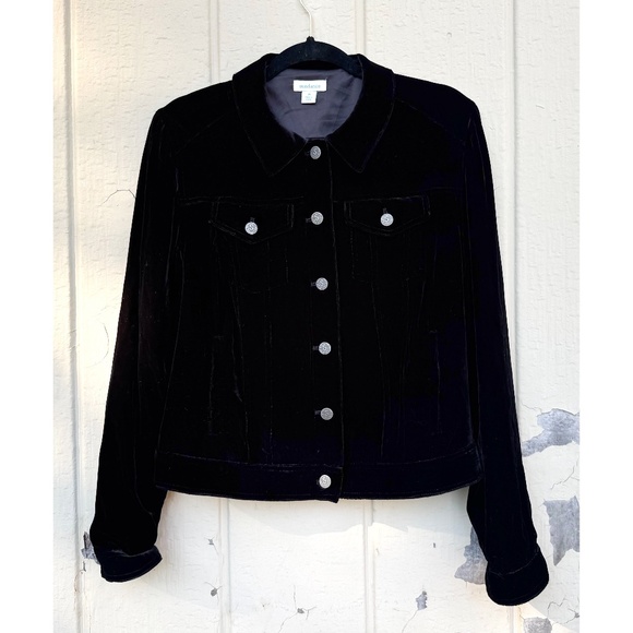 Sundance Wren Black Velvet Trucker Jacket - Picture 1 of 6